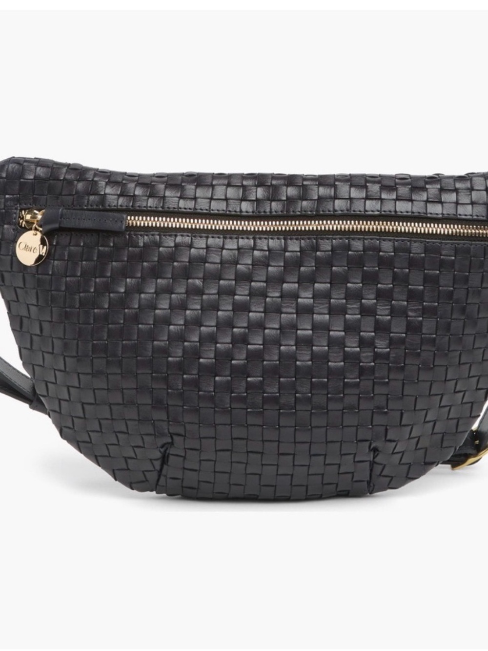Woven Twilight Navy Leather Crossbody Belt Bag - Clare V